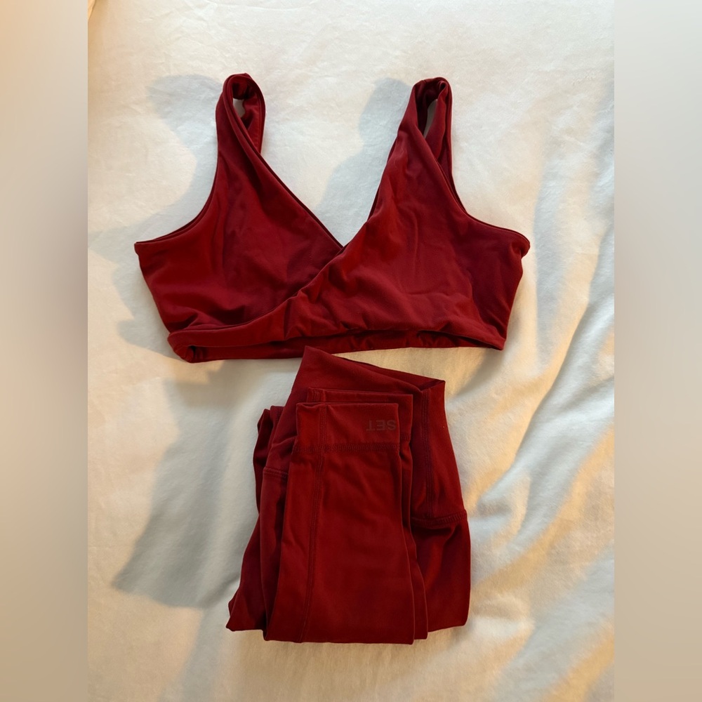 Set Active Airluxe Breathe Contrast Wrap Bra and High-Rise Leggings | Snapper
